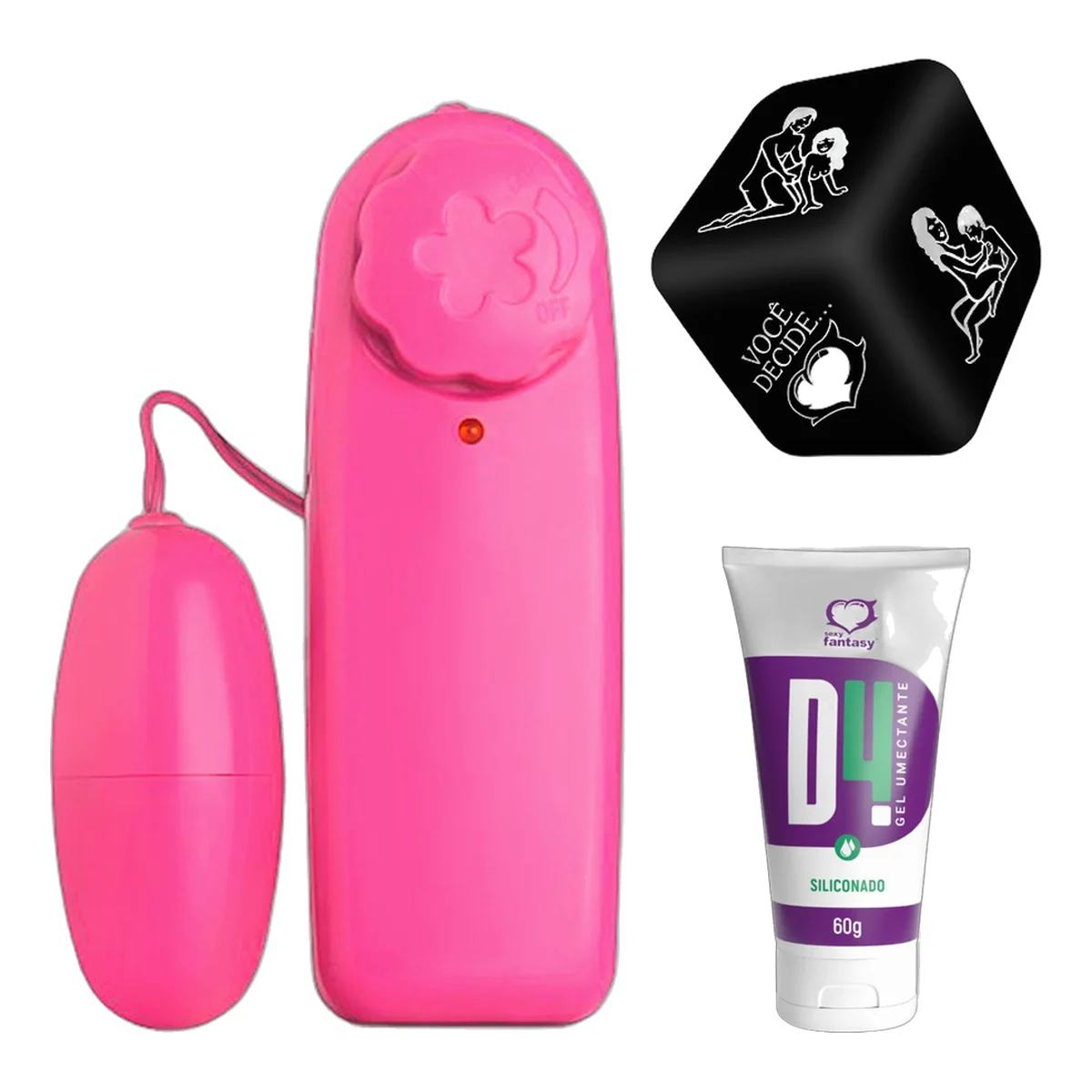 Kit Bullet Vibratório Apimenta A Relação + Dados E Lubrificante