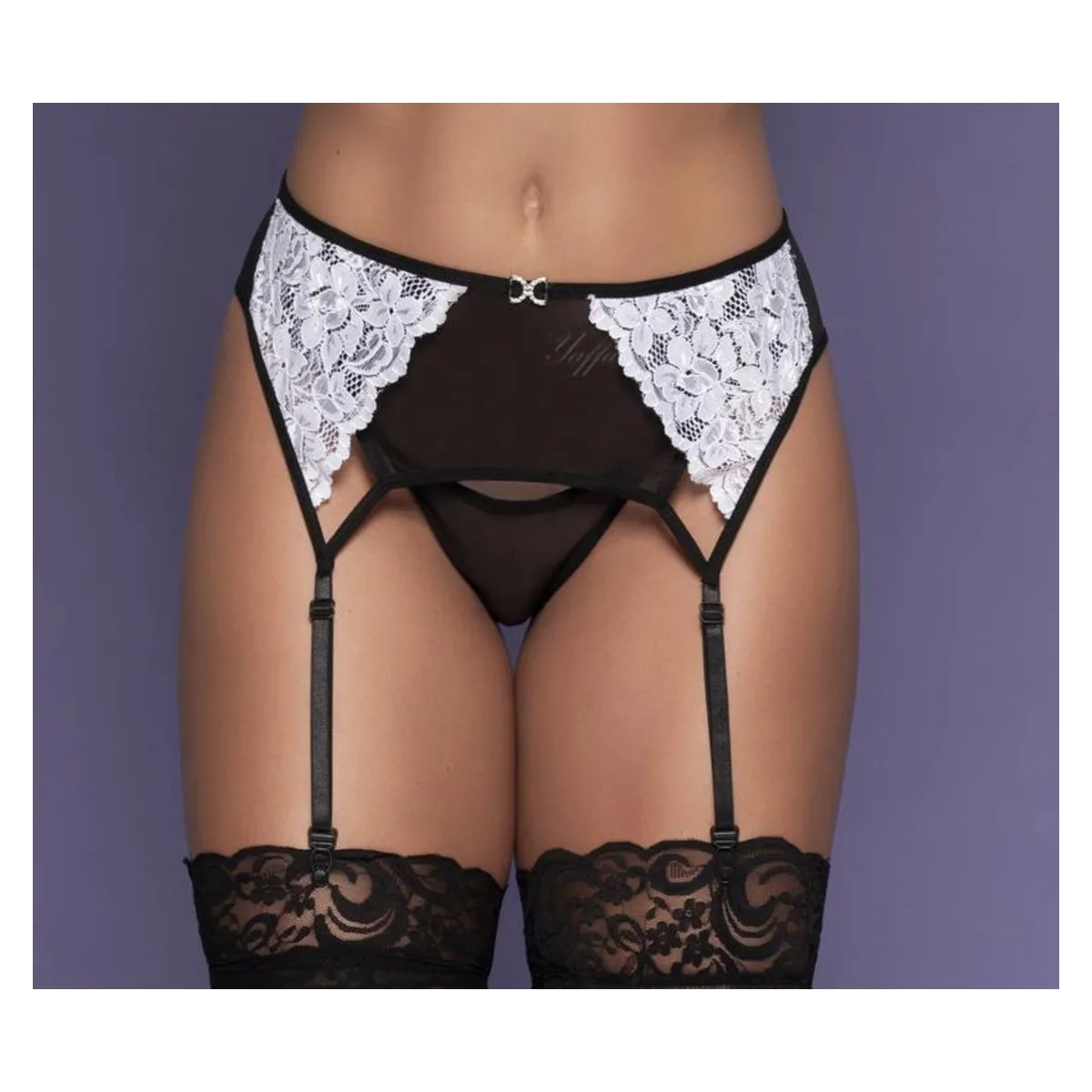 Cinta-Liga com Calcinha em Tule e Renda, Yaffa - Butique Bella