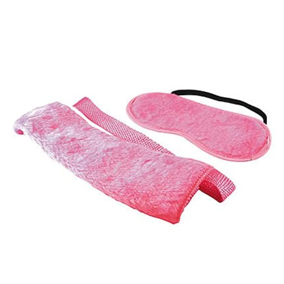 Kit Bondage 4 Amarras e Venda em Pelúcia Rosa