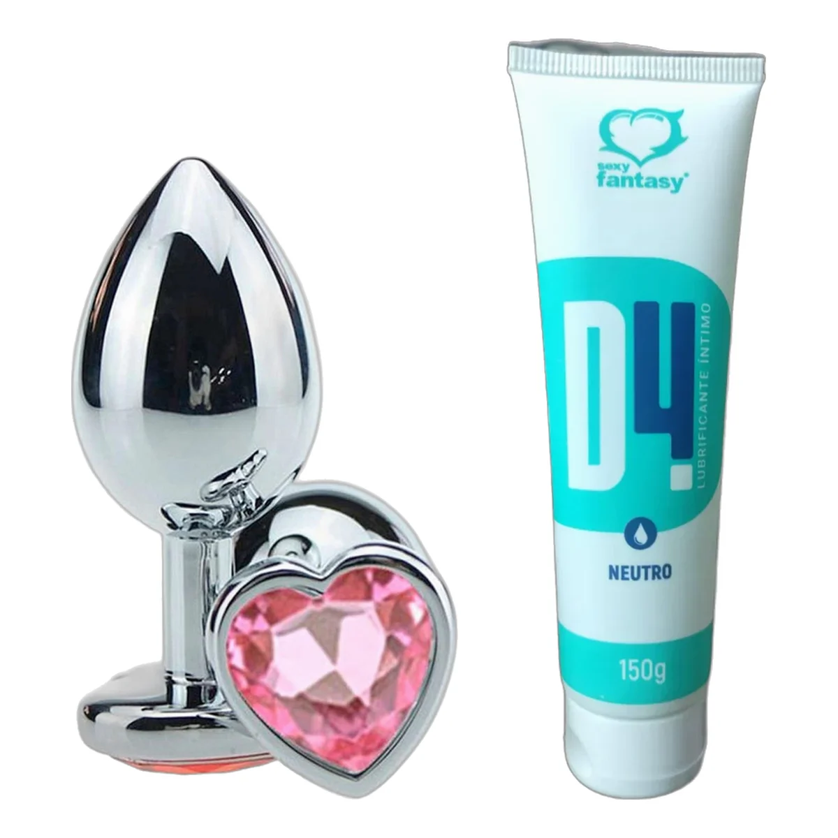 Kit Plug Anal Joia Aço Iniciante Sem Medo + Lubrificante Brinde