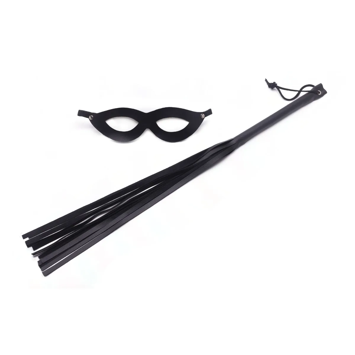 Kit Sado - Chicote de 35cm e Máscara da Tiazinha Preto