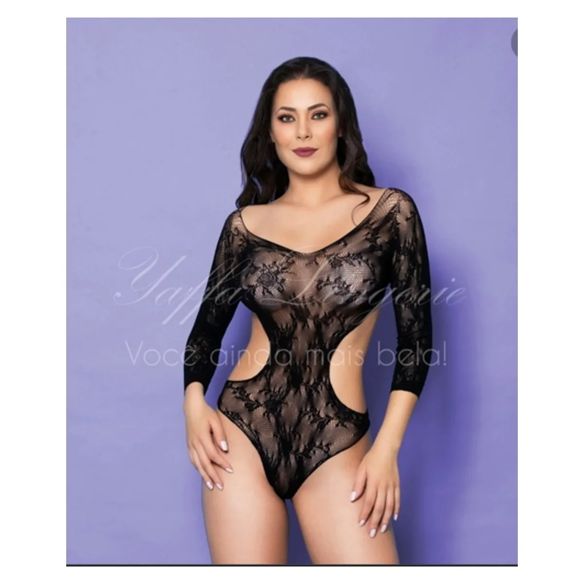 Body Preto com Mangas, Yaffa - Butique Bella