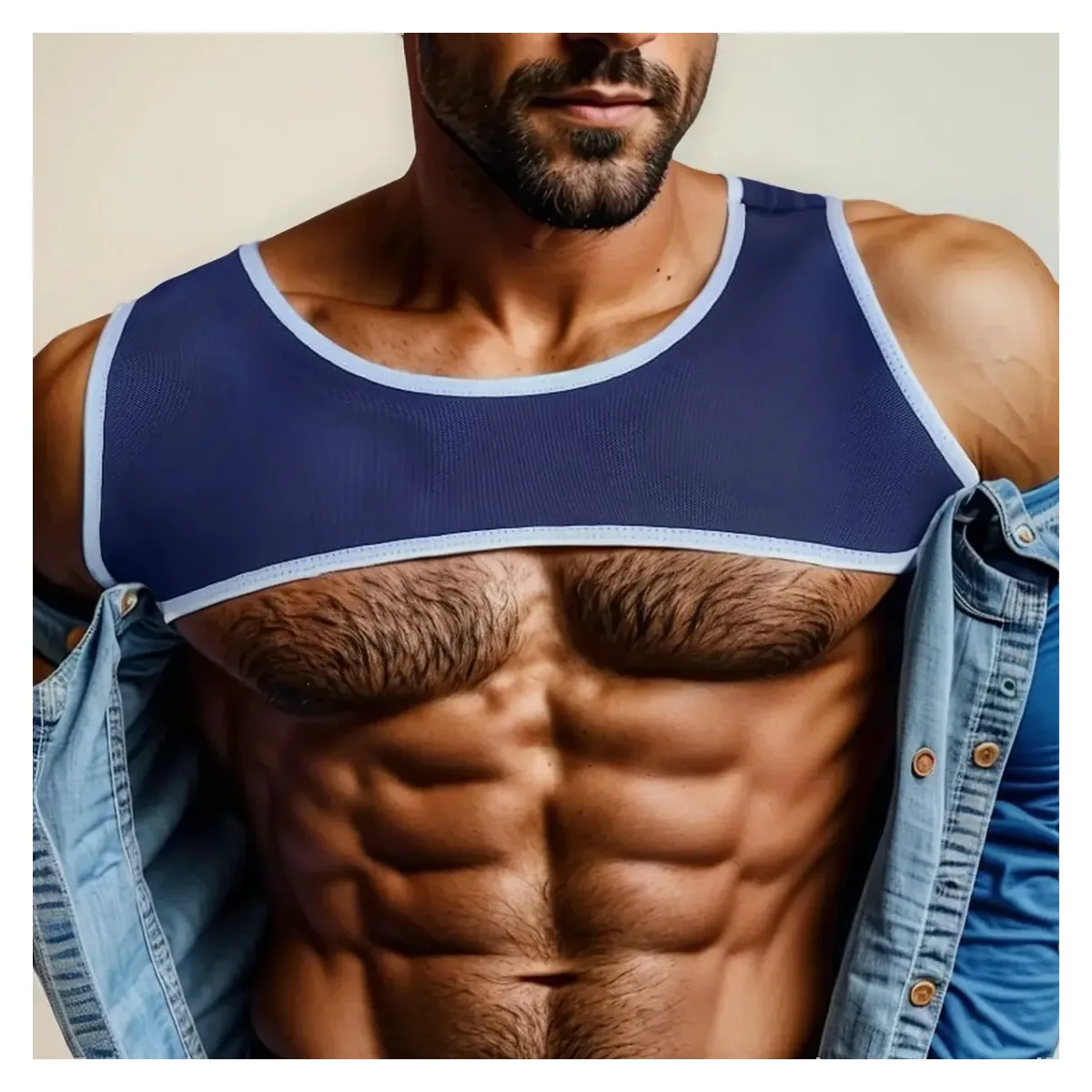 Colete Regata Fishnet Transparente Masculino