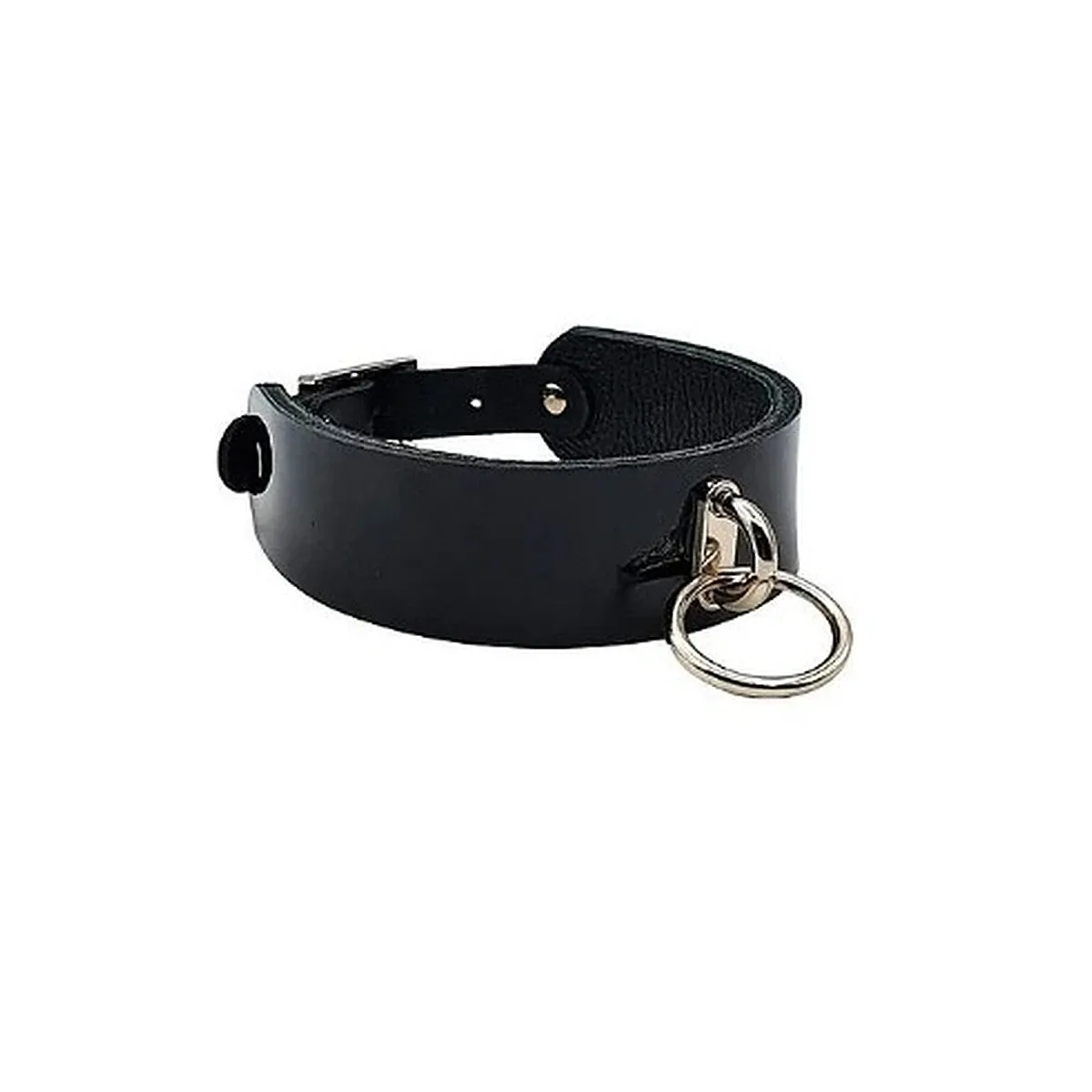 Coleira Choker de Couro com Argola