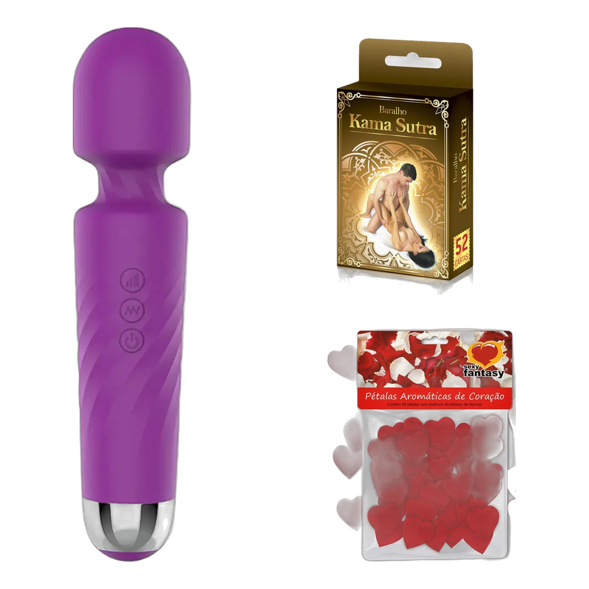 Kit Varinha Mágica Massageadora Relaxa E Excita + Pétalas Brinde