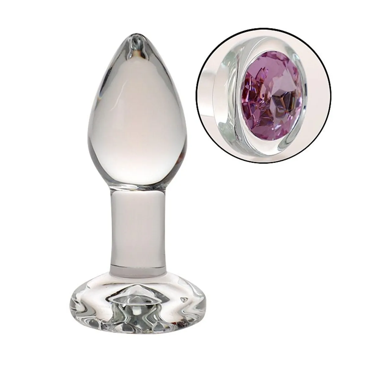 Plug Anal de Vidro com Joia Rosa - Butique Bella
