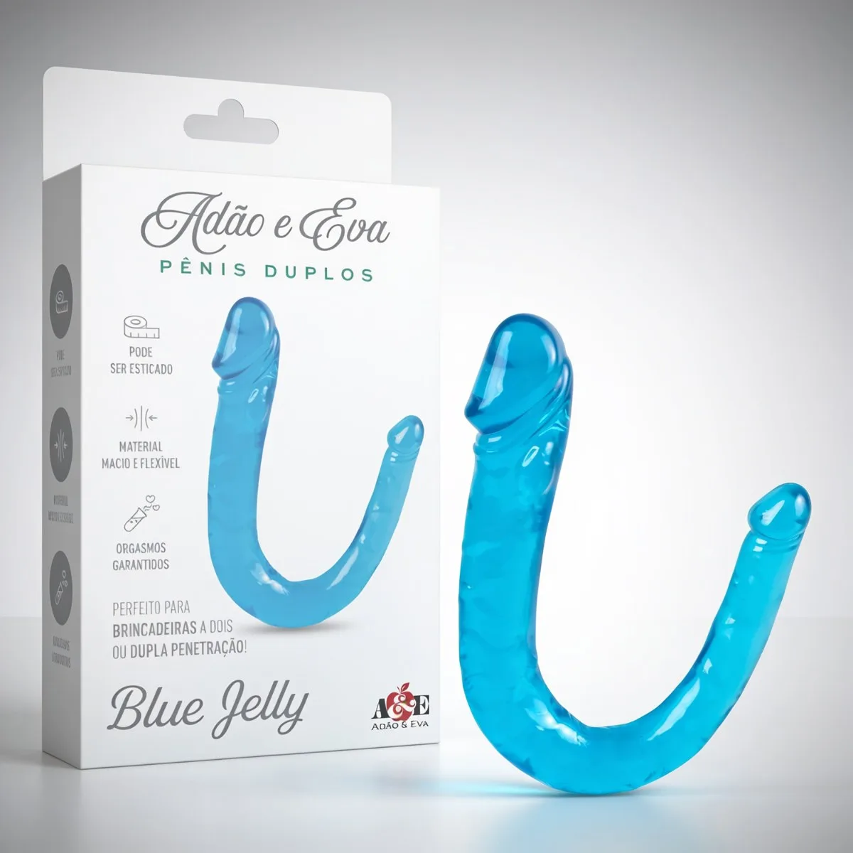 PÊNIS DUPLO BLUE JELLY - AZUL, Adão e Eva - Butique Bella