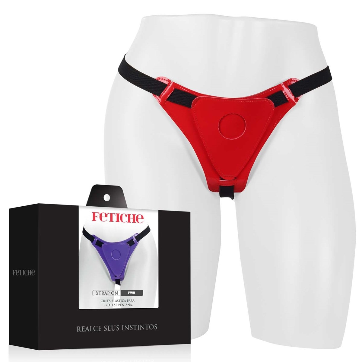 CINTA STRAP ON EM VINIL COM ELÁSTICO - VERMELHO, Adão e Eva CINTA STRAP ON EM VINIL COM ELÁSTICO - VERMELHO, Adão e Eva - Butique Bella