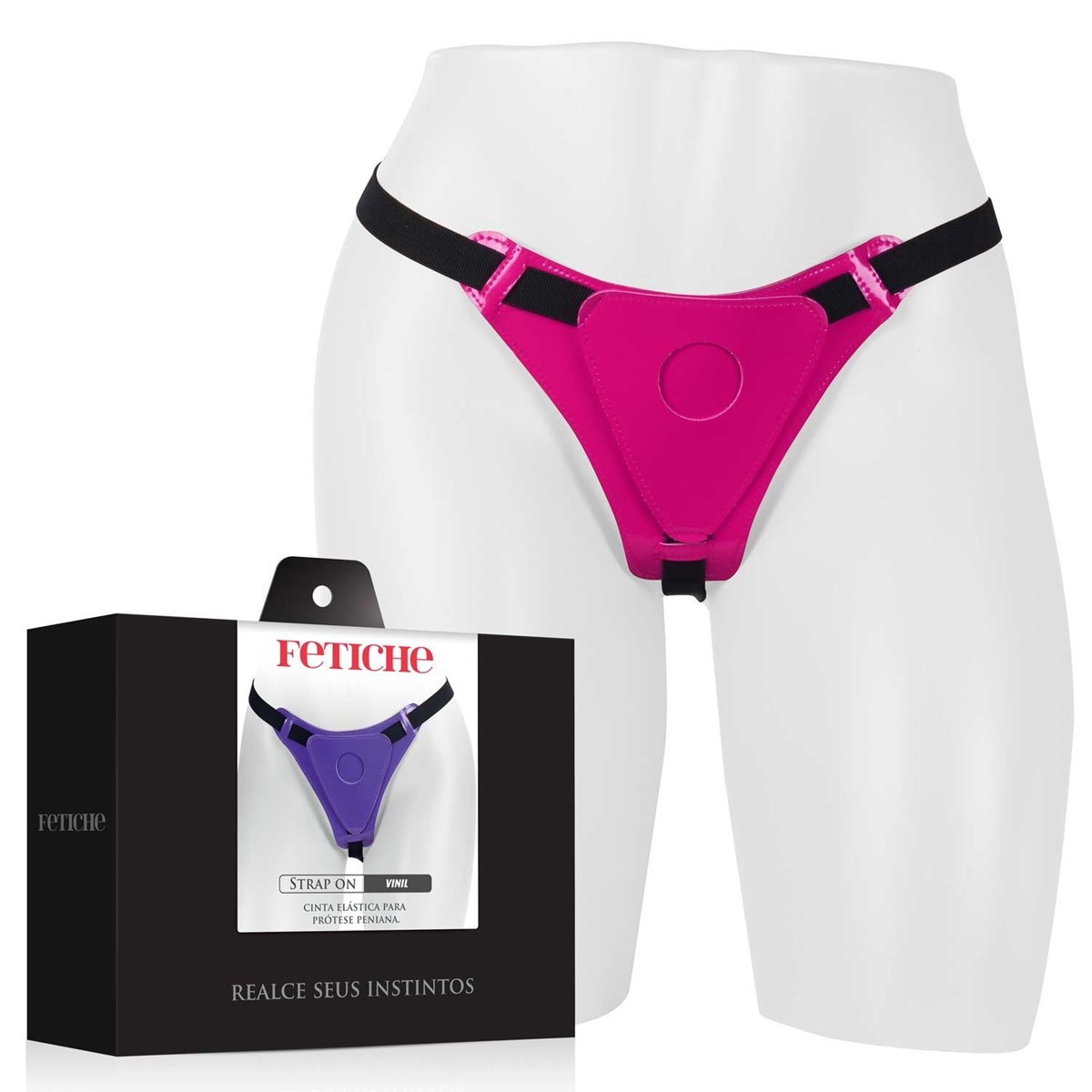 Cinta Strap On em Vinil com Elástico - Rosa
