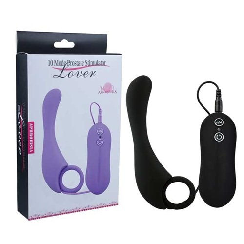 PLUG ANAL ESTIMULADOR DE PRÓSTATA EM SILICONE COM VIBRADOR E CONTROLE COM 10 FUNÇÕES - PRETO - Butique Bella