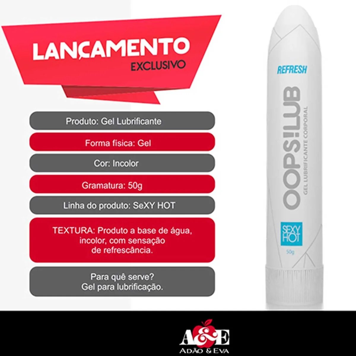 OOPS! LUB - GEL LUBRIFICANTE REFRESH - 50G - Butique Bella
