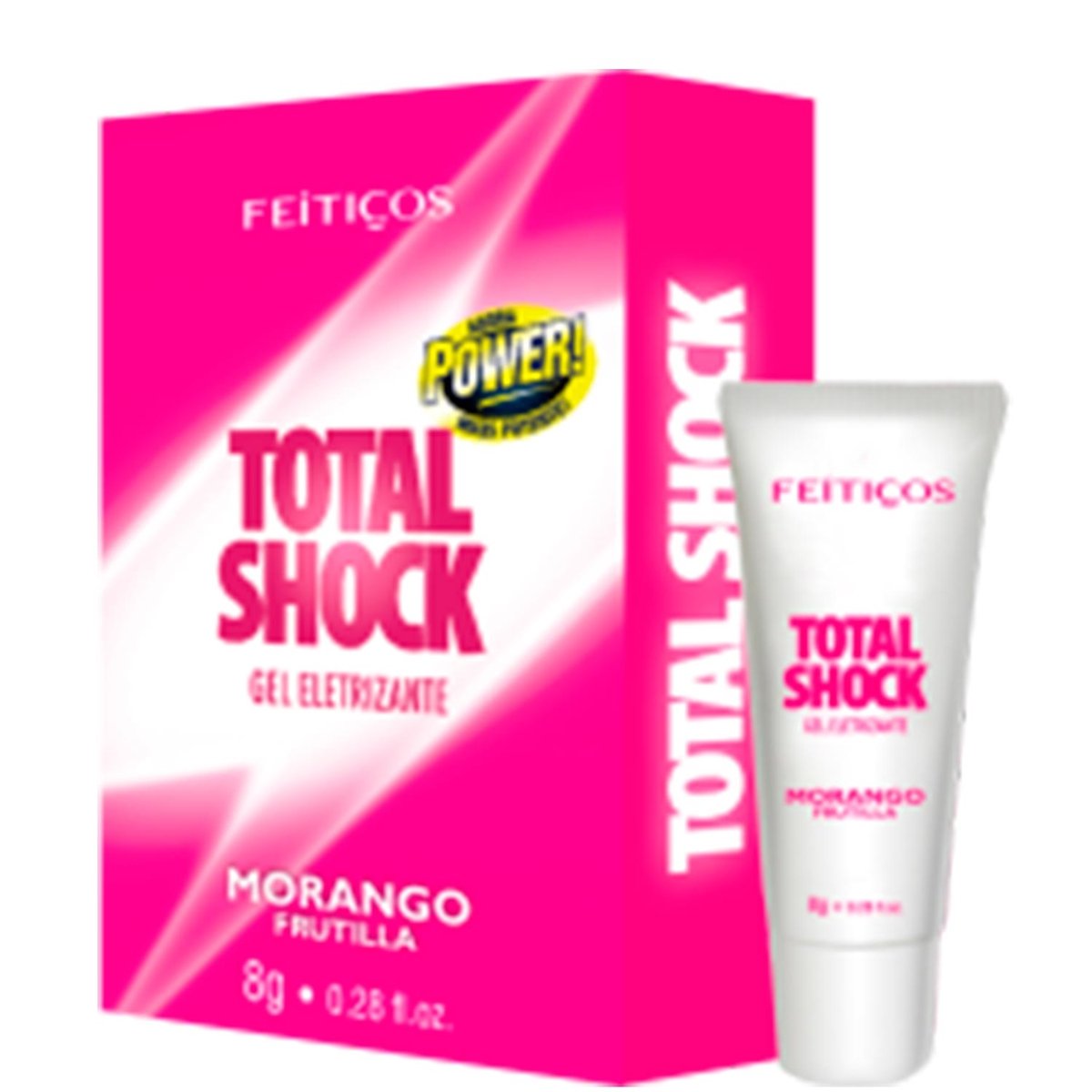 TOTAL SHOCK - GEL ELETRIZANTE E VIBRADOR - MORANGO - Butique Bella