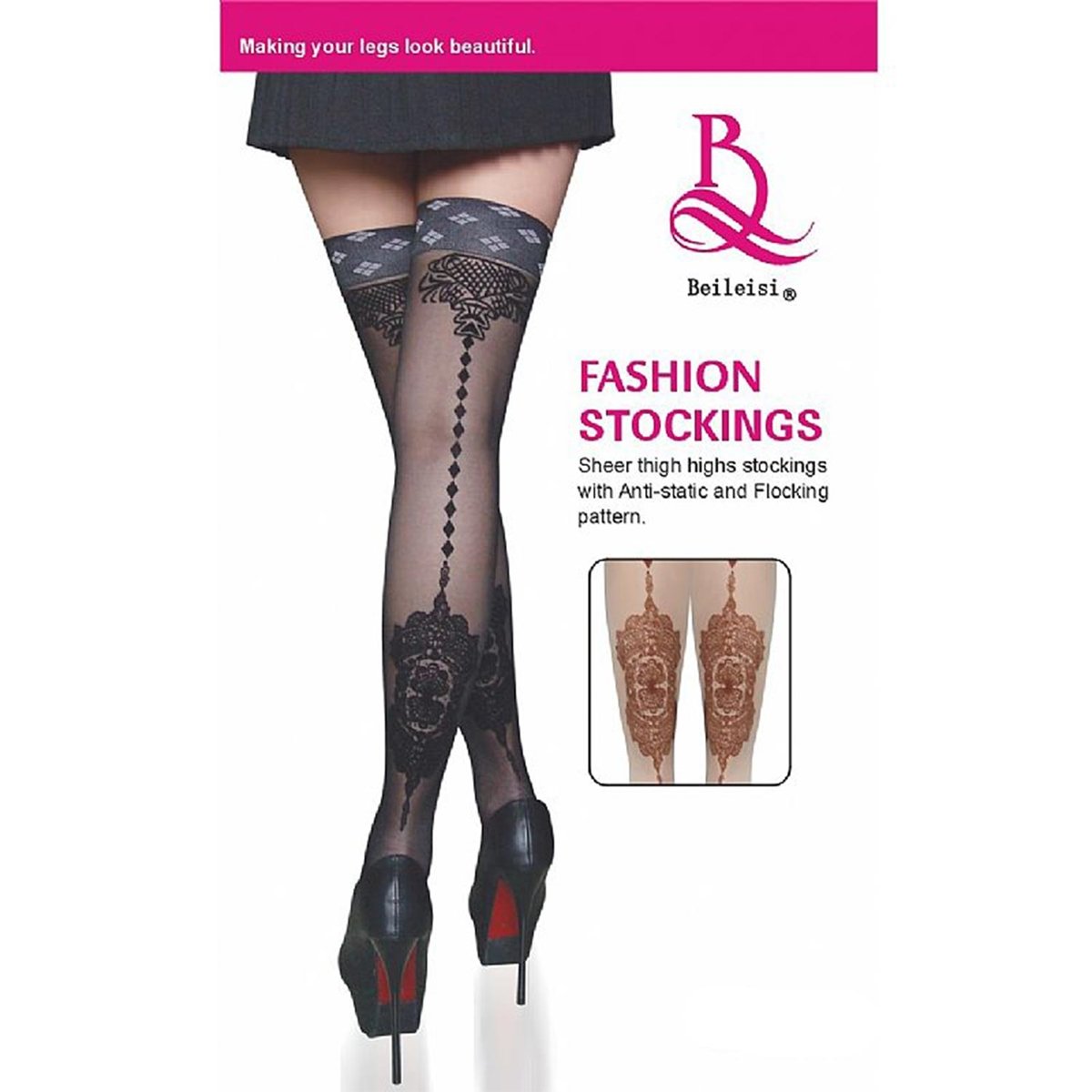 Meia Calça 7/8 com Estampa Sexy e Elástico nas Coxas - Beileisi