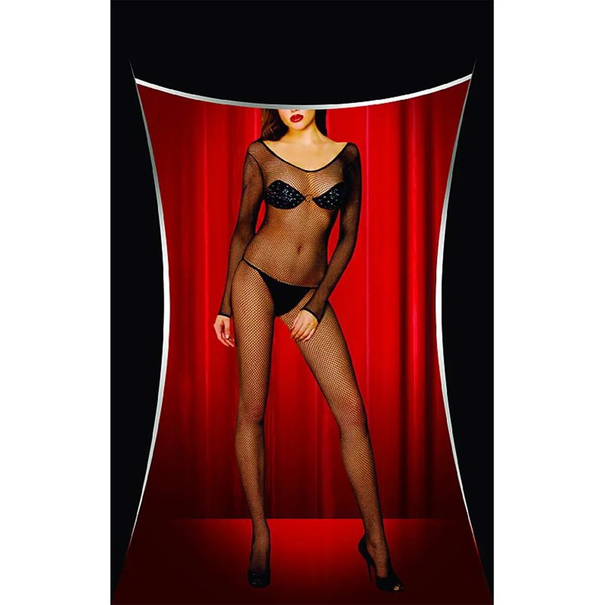 MACACÃO ARRASTÃO RENDADO MANGA LONGA - BODYSTOCKING - Butique Bella