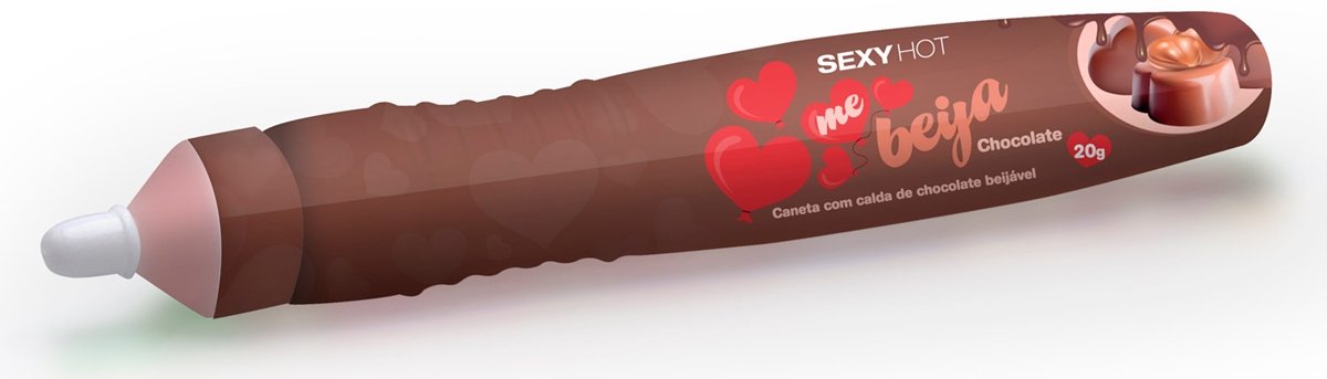 CANETA BEIJÁVEL CHOCOLATE - ME BEIJA 20GR, Adão e Eva CANETA BEIJÁVEL CHOCOLATE - ME BEIJA 20GR, Adão e Eva - Butique Bella