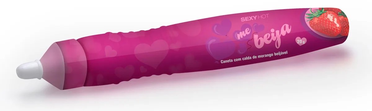 CANETA BEIJÁVEL MORANGO - ME BEIJA 20GR, Adão e Eva - Butique Bella