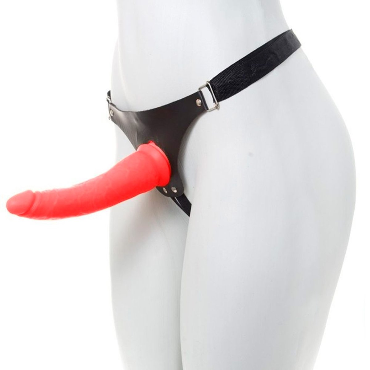 STRAP ON AJUSTÁVEL COM PÊNIS REALÍSTICO VERMELHO - 18CM - Butique Bella