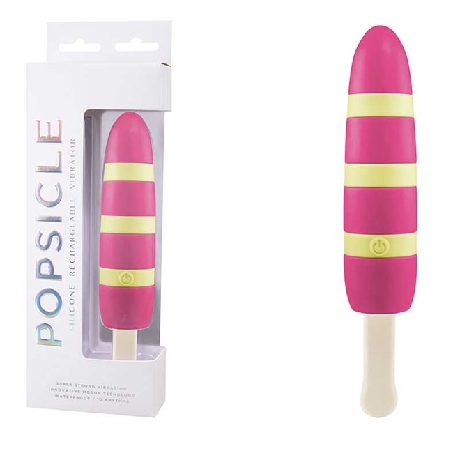 POPSICLE - SILICONE RECHARGEABLE VIBRATOR - SORVETE - AMARELO E ROSA - 10 MODOS DE VIBRAÇÃO, Adão e Eva - Butique Bella