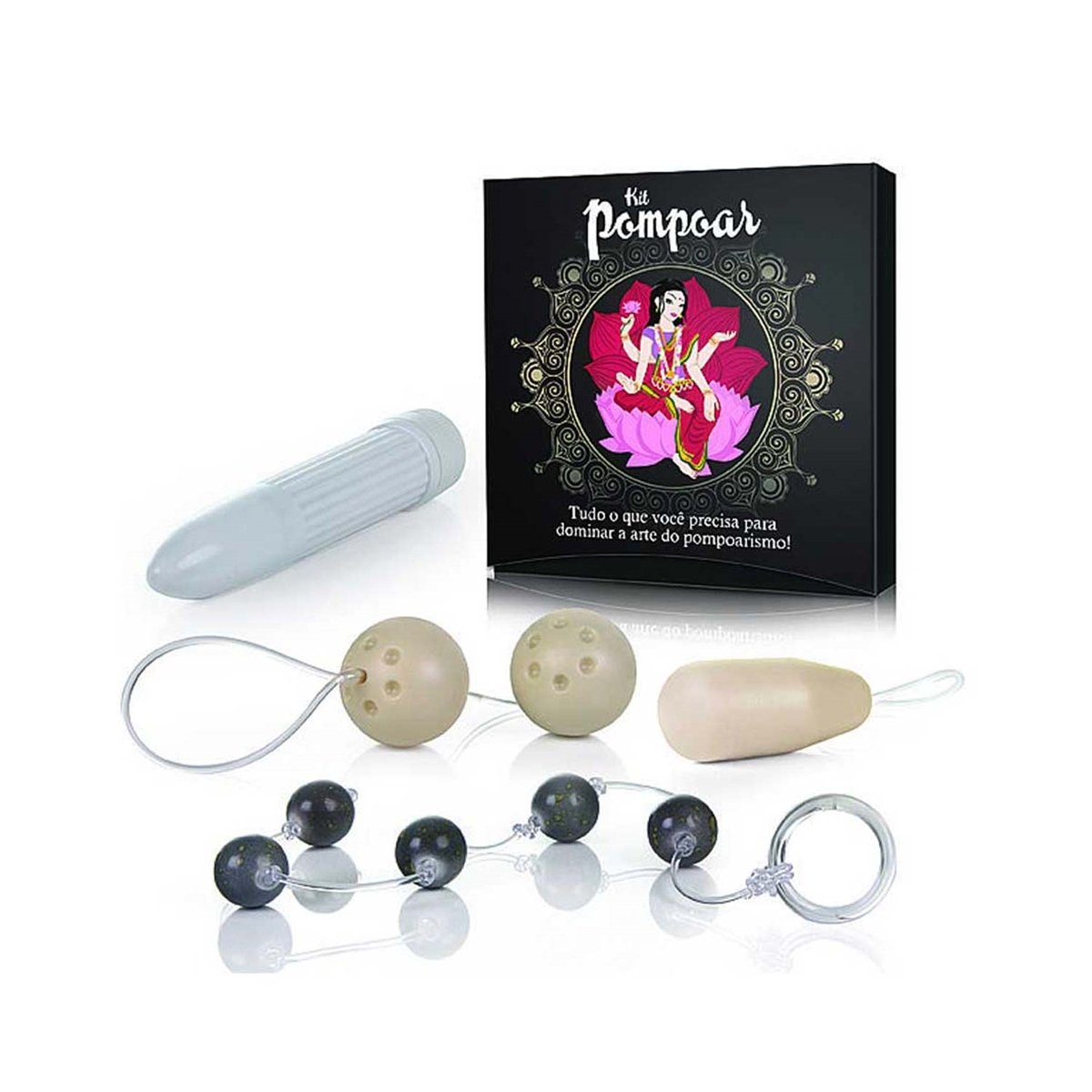 KIT POMPOARISMO - CAIXA PERSONALIZADA COM 4 ITENS, Adão e Eva KIT POMPOARISMO - CAIXA PERSONALIZADA COM 4 ITENS, Adão e Eva - vista adicional - Butique Bella