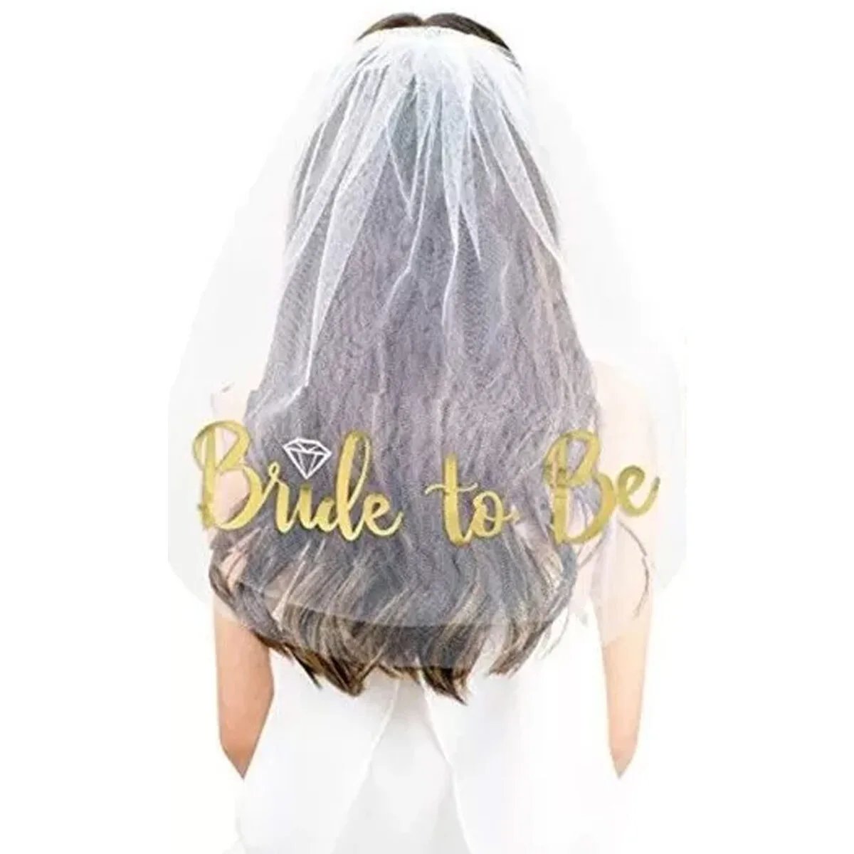 TIARA VÉU DE NOIVA "BRIDE TO BE" 65CM - Butique Bella