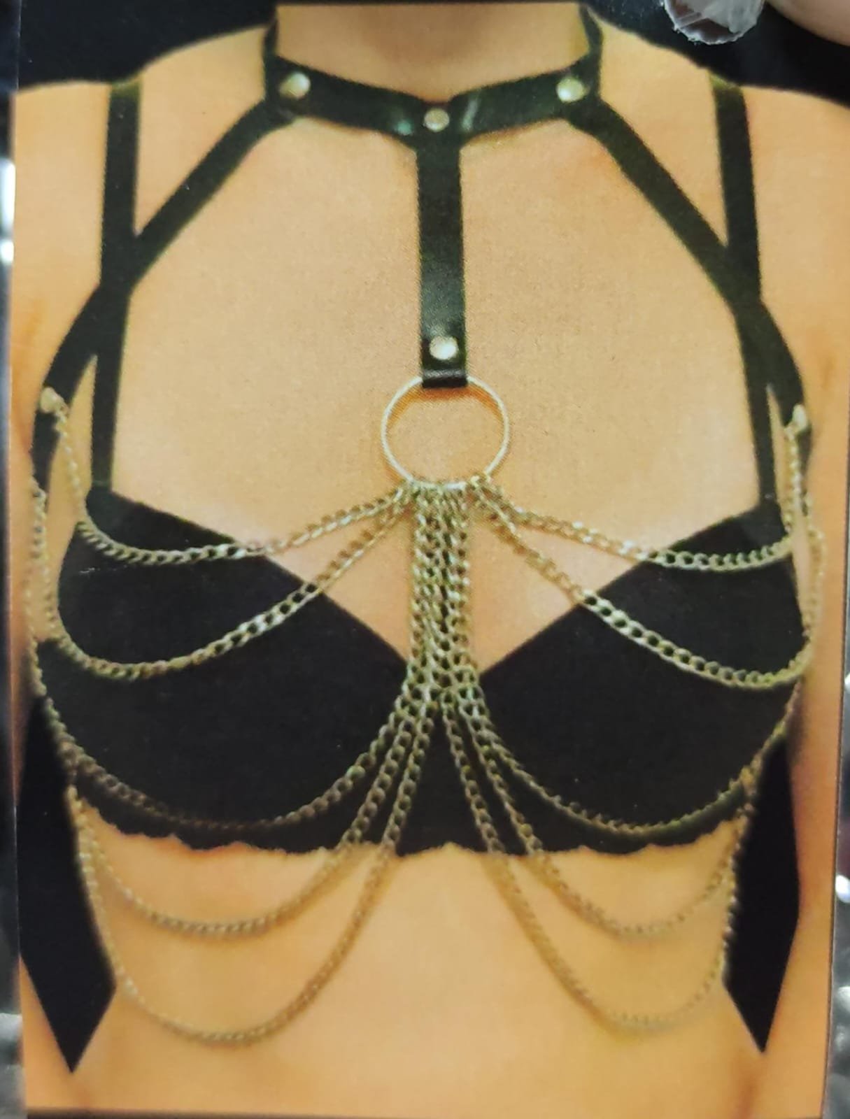 Harness Cropped com Corrente e Argola