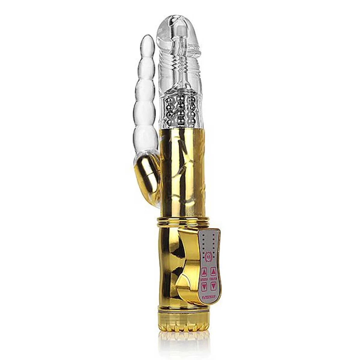 VIBRADOR ROTATIVO JACK RABBIT COM ESTIMULADOR ANAL - DOURADO, Adão e Eva - Butique Bella