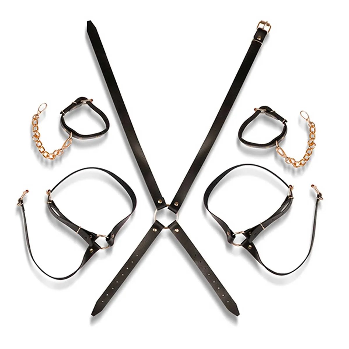 HARNESS - COM BRACELETE E DETALHES DOURADOS, Adão e Eva - Butique Bella