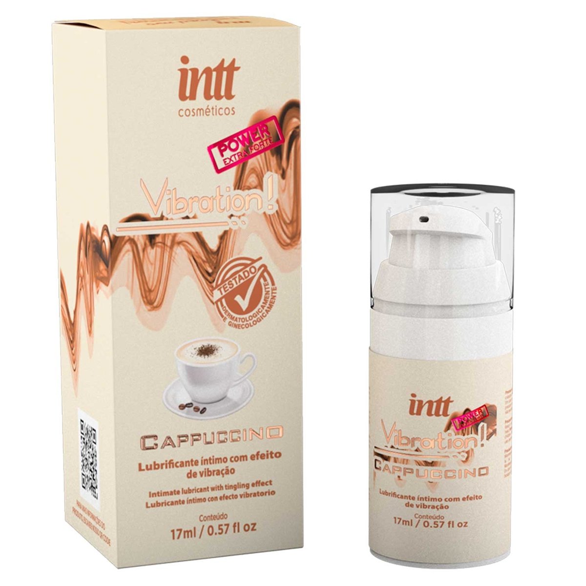 Vibration Power! Cappuccino - Vibrador Liquído Beijável 17g