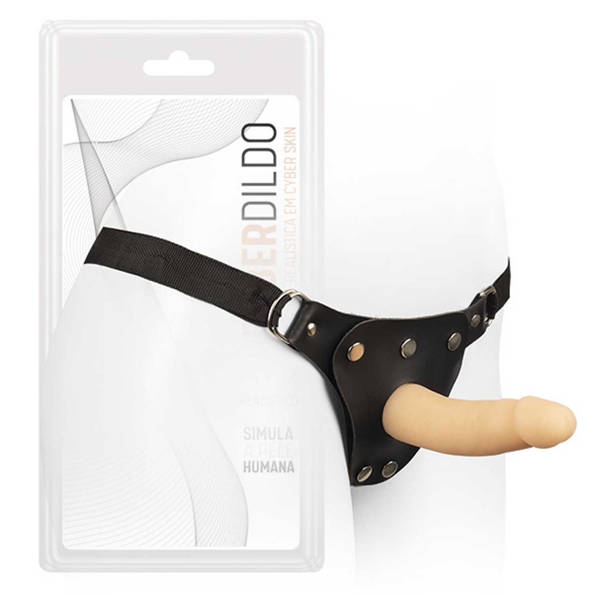 PRÓTESE EM CYBERSKIN - 14,5X4CM COM CINTA, Adão e Eva - vista adicional - Butique Bella