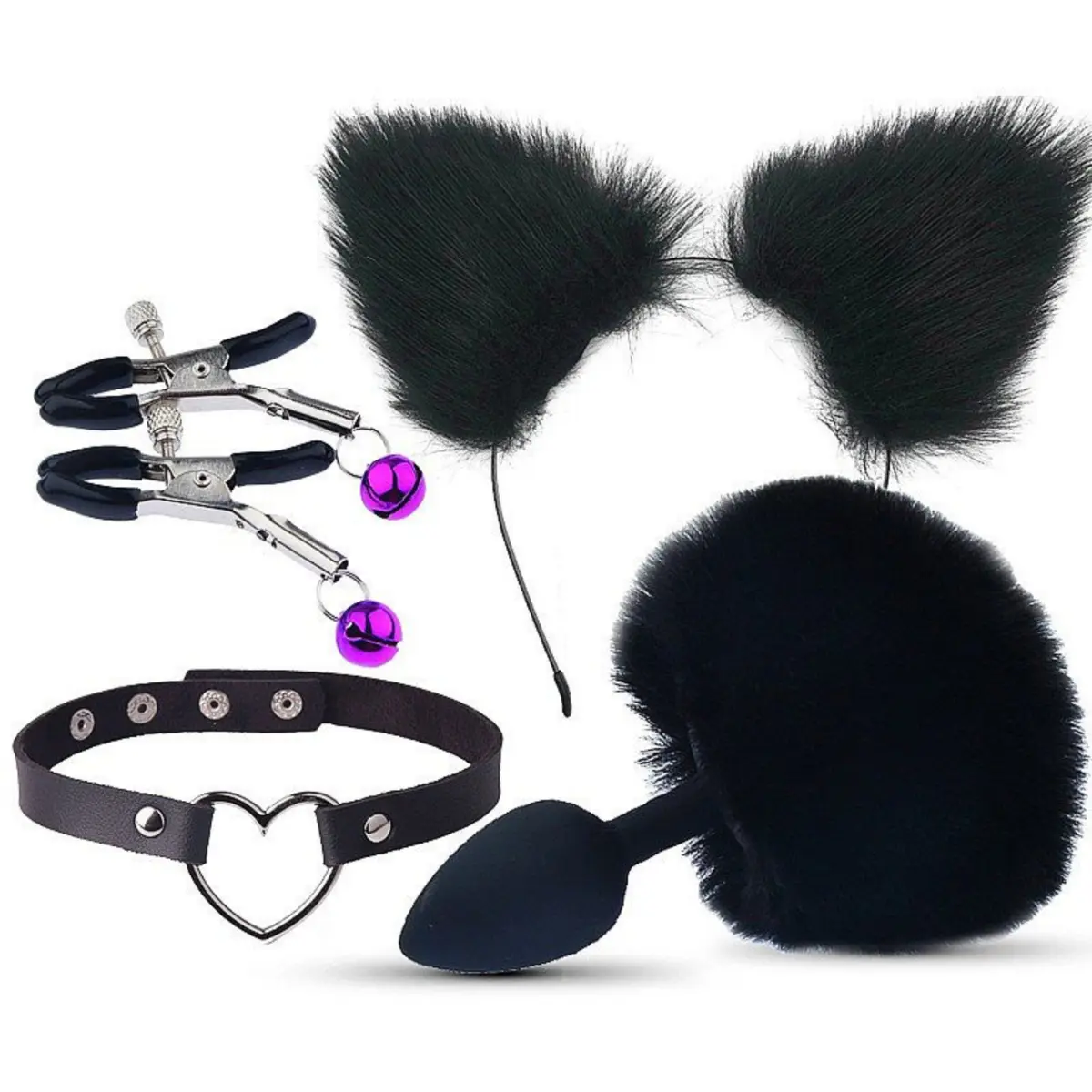 KIT SADO - RABO DE COELHO TIARA DE ORELHAS GRAMPO E GARGANTILHA, Importado KIT SADO - RABO DE COELHO TIARA DE ORELHAS GRAMPO E GARGANTILHA, Importado - vista adicional - Butique Bella