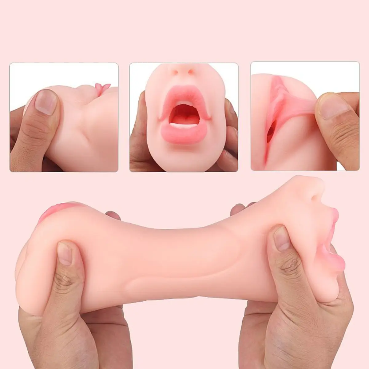 Masturbador Masculino Cyberskin em Formato de Vagina e Boca