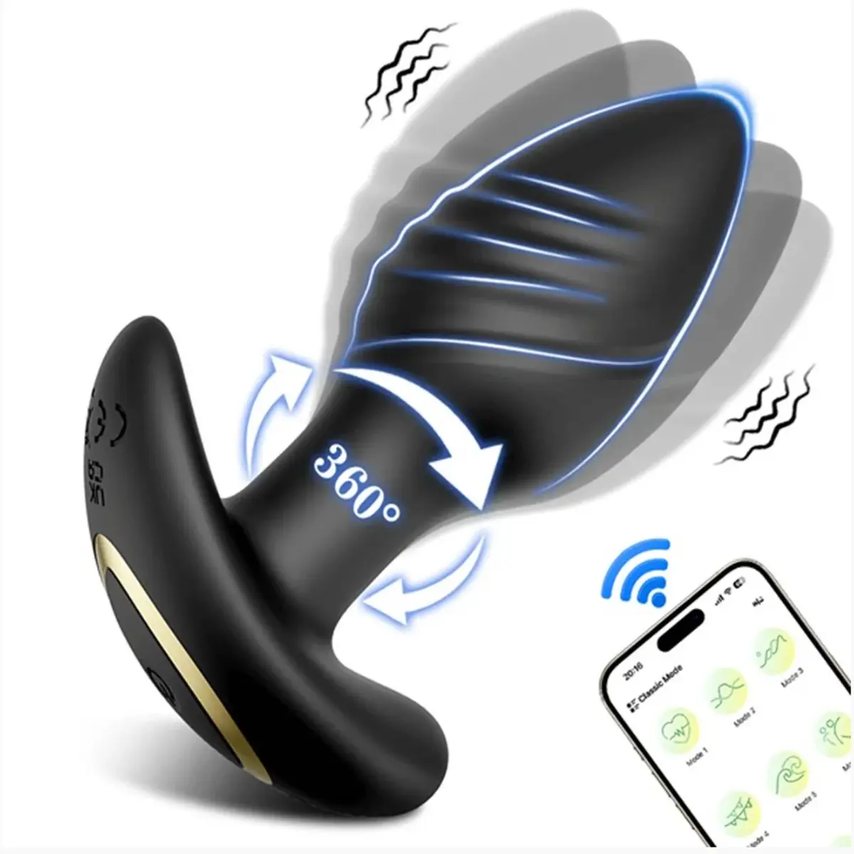 PLUG ANAL COM VIBRAÇÃO, ROTAÇÃO 360° E CONTROLE POR APP, Yaffa PLUG ANAL COM VIBRAÇÃO, ROTAÇÃO 360° E CONTROLE POR APP, Yaffa - Butique Bella