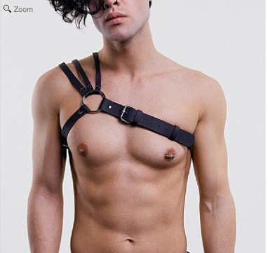 Harness Masculino em Couro e Corrente