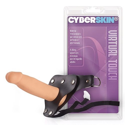STRAP ON - PRÓTESE EM CYBER SKIN® -14,5X4CM COM VIBRADOR E CINTA AJUSTÁVEL, Adão e Eva - Butique Bella