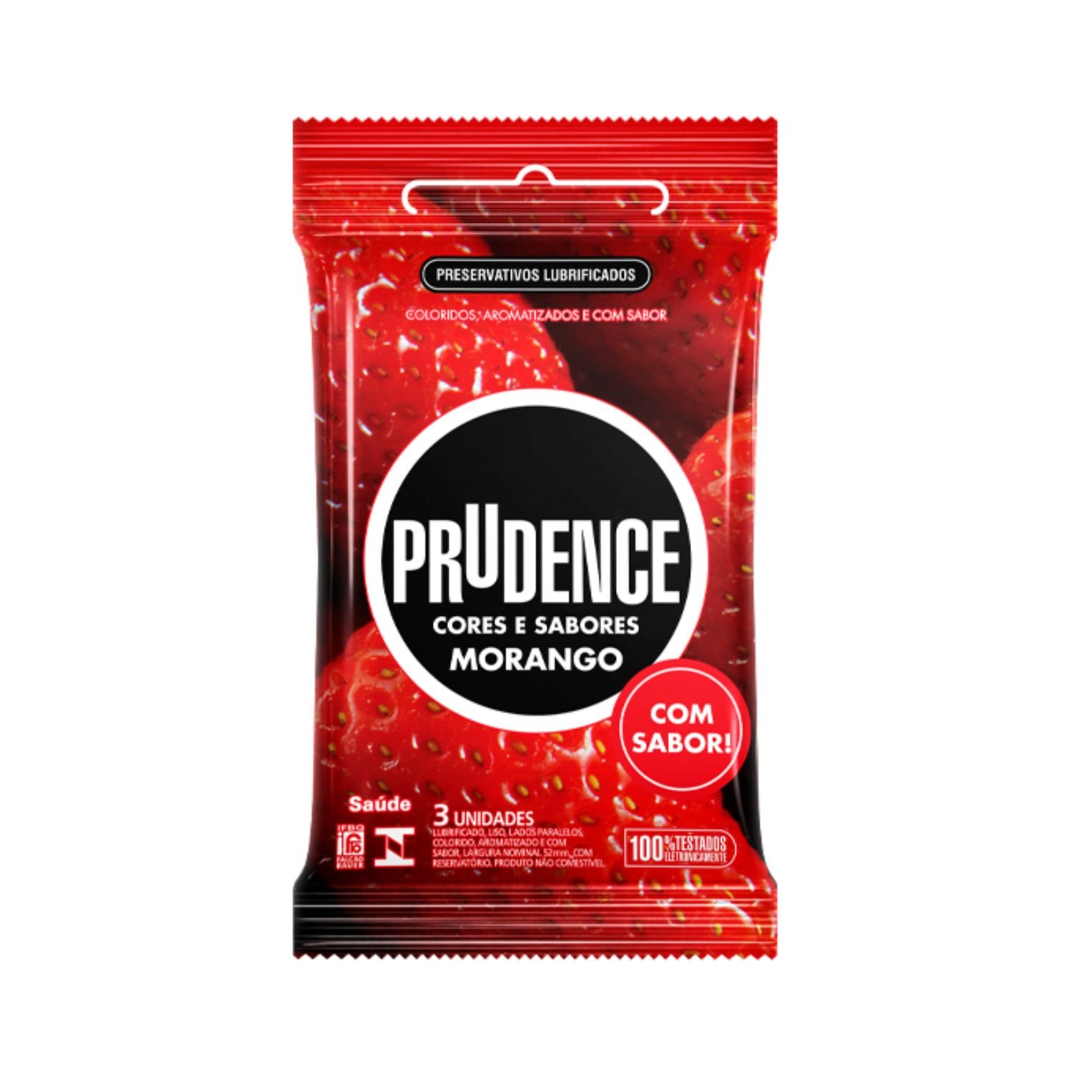 PRESERVATIVO PRUDENCE - CORES E SABORES - SABOR MORANGO 3UN — foto 1