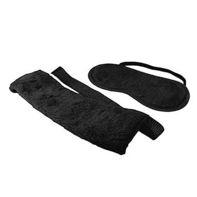 Kit Bondage 4 Amarras e Venda em Pelúcia Preto, Adão e Eva - Butique Bella