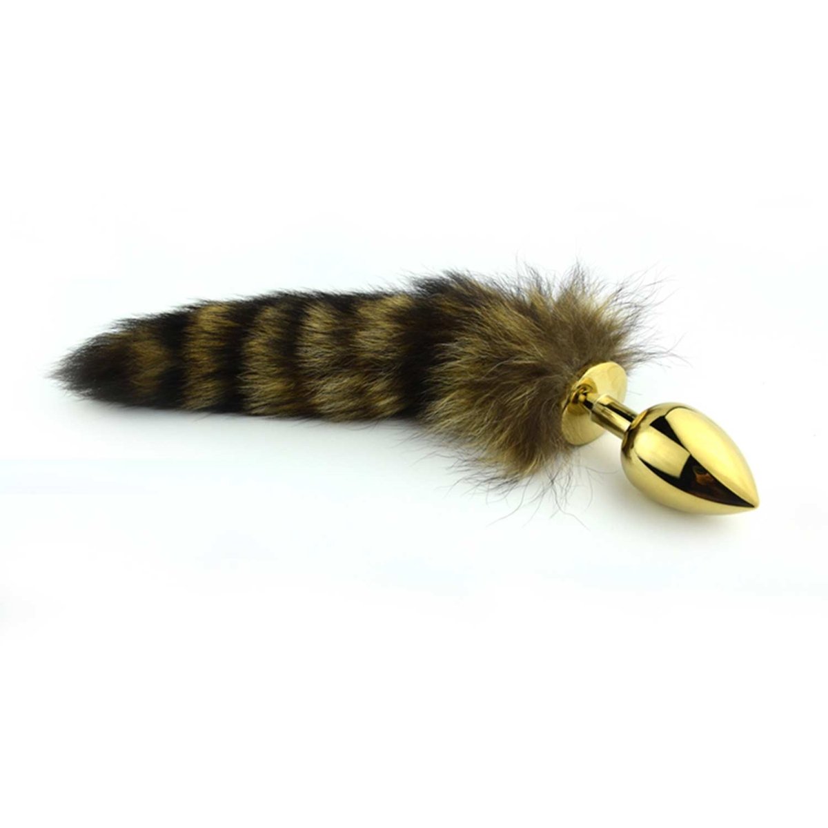 Plug Anal Dourado com cauda - Fox Tail - 7,5cmx2,8cm - 25cm de cauda — foto 1