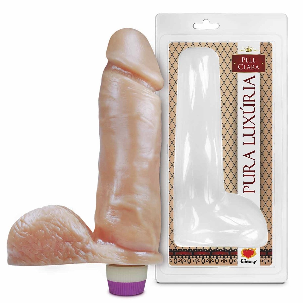 Pênis Realístico com Escroto e Vibro - 20,5 x 4,7cm