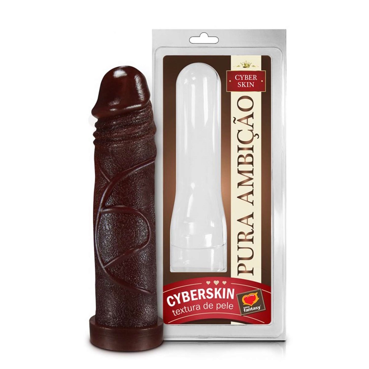Capa peniana em CyberSkin - 17x4,5cm - Chocolate
