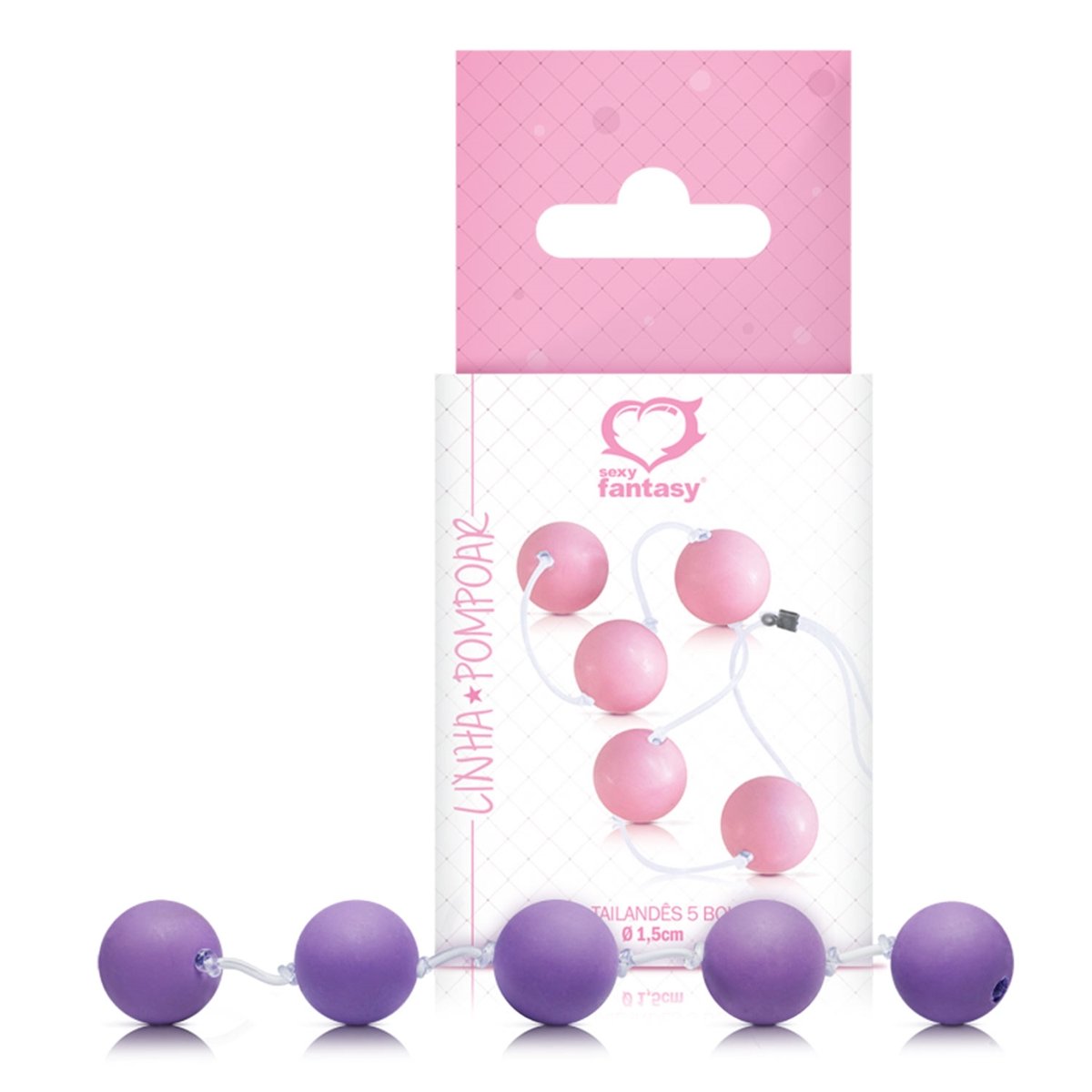 Colar Tailandês com 5 Bolas em Silicone P (1,5cm Diâmetro)