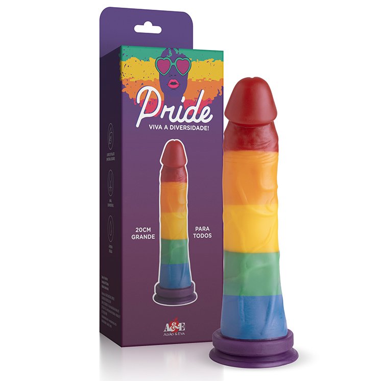 Pênis Realistico com Ventosa 20CM Pride - Viva a Diversidade