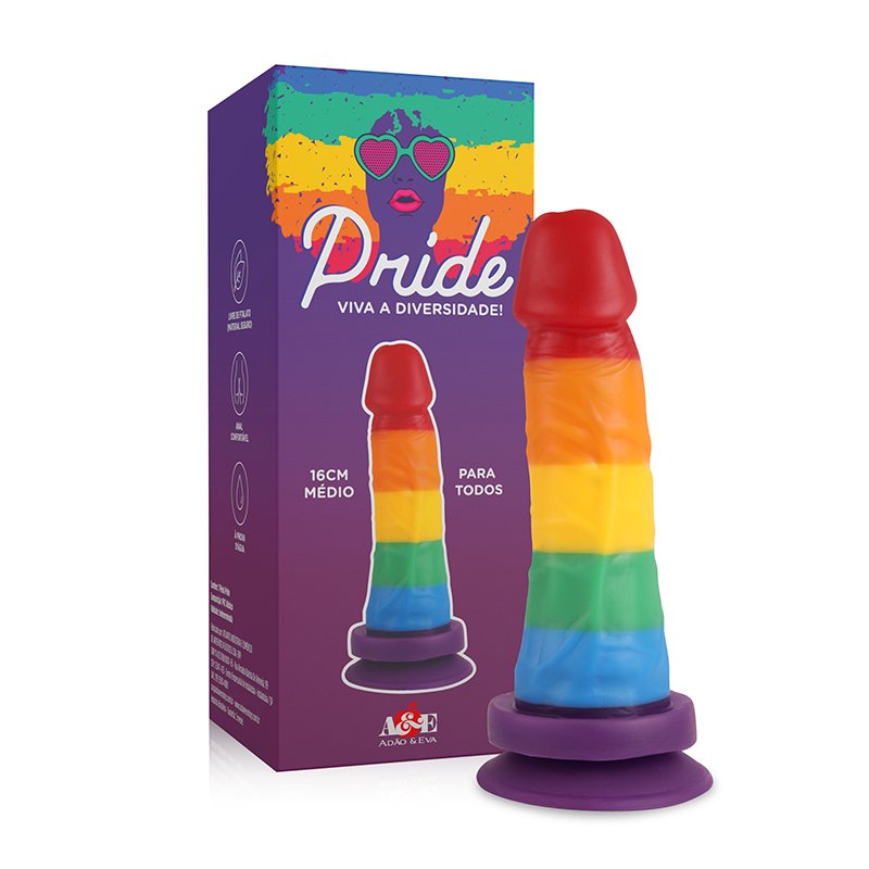 Pênis Realistico com Ventosa 16CM Pride - Viva a Diversidade