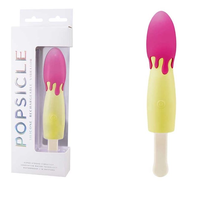 POPSICLE - SILICONE RECHARGEABLE VIBRATOR - SORVETE - AMARELO E VERMELHO - 10 MODOS DE VIBRAÇÃO, Adão e Eva - Butique Bella