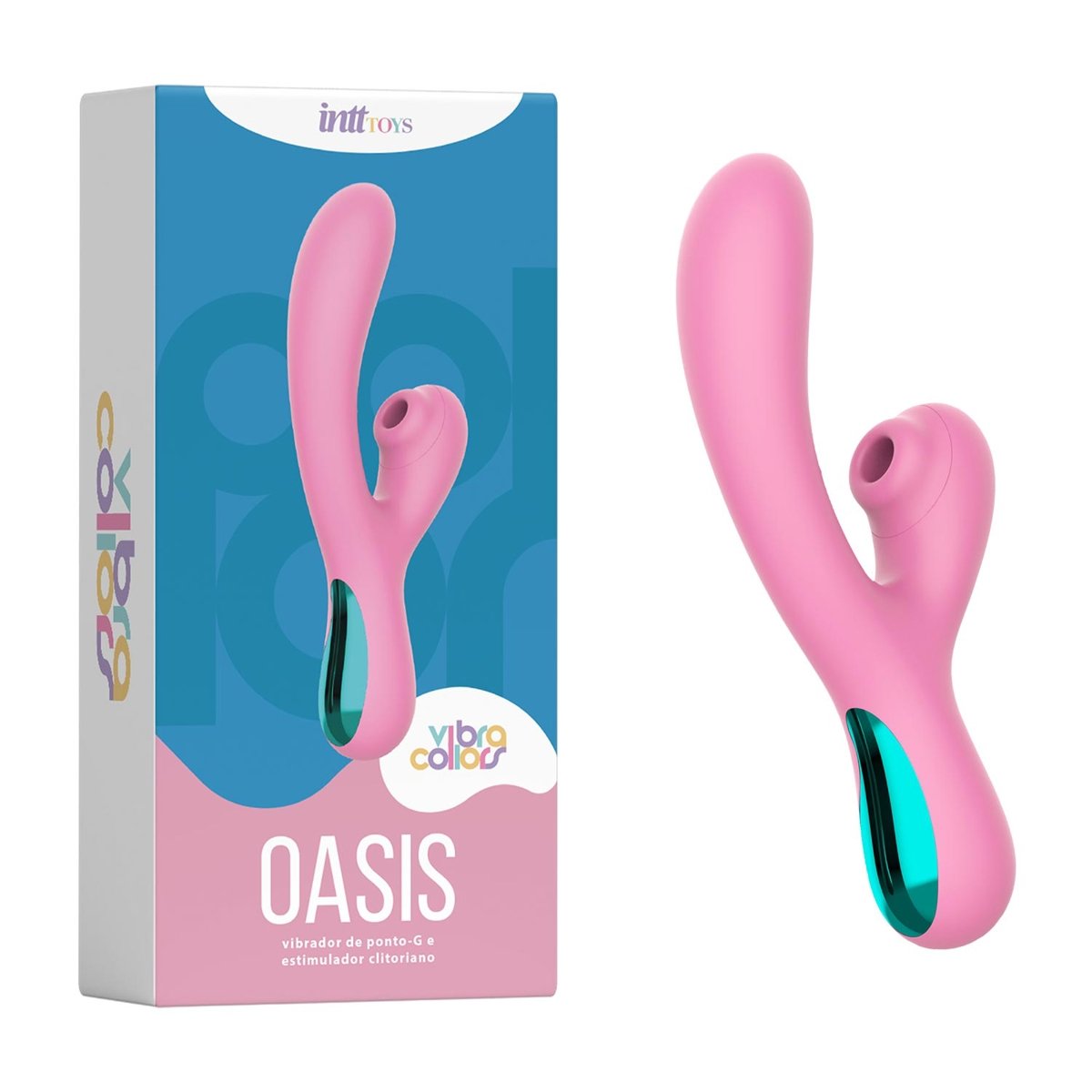 OASIS - VIBRADOR DUPLO ESTÍMULO COM SUGADOR DE CLITÓRIS, Intt OASIS - VIBRADOR DUPLO ESTÍMULO COM SUGADOR DE CLITÓRIS, Intt - vista adicional - Butique Bella