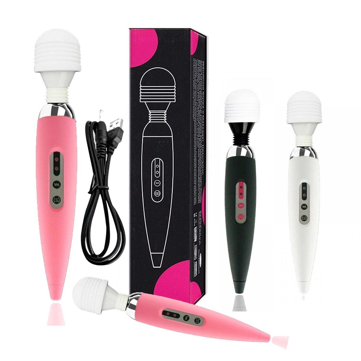 Vibrador e Massageador 12 Vibrações  Recarregável Preto