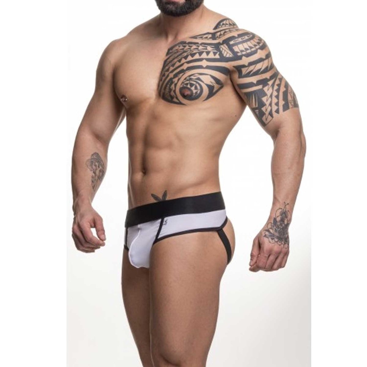 Cueca Frente Slip Atras Preto e Branco - SDClothing