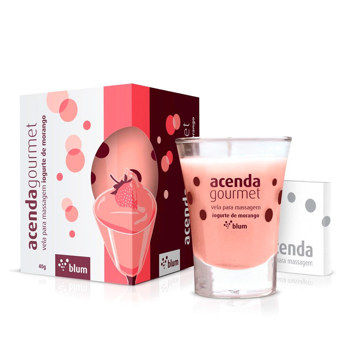 Vela Beijável Acenda Gourmet - Iogurte de Morango