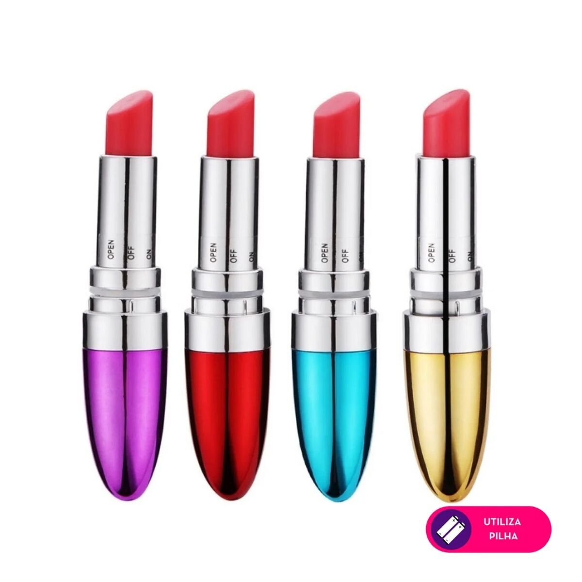 Vibrador em Formato de Batom Metalizado