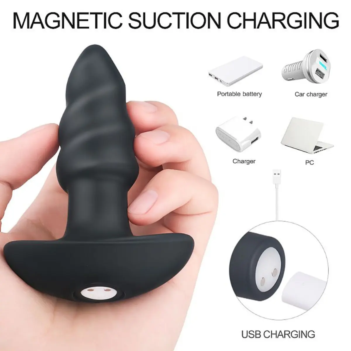 Plug Anal Vibrador Recarregável Silicone 9 Vibrações Estimulador — foto 1