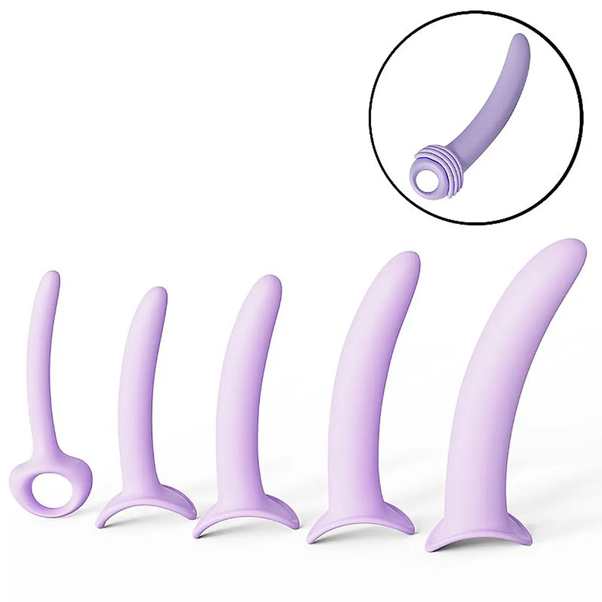 Kit Dilatador Vaginal 5 Tamanhos Curvado Silicone